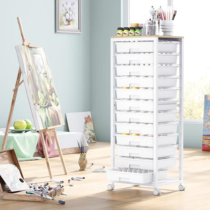 SYKIARIOL Rolling Cart with 12 Drawers,White - color: White, size: 12 Drawers