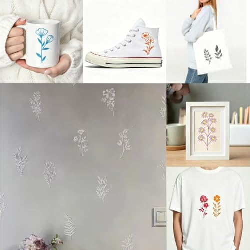 32 Pcs Wildflower Stencils for Painting on Wood, Reusable Flower Leaf Stencils, Plastic DIY Craft Drawing Templates Set for Wall Paper, Canvas, Rock Art and Home Furniture Decor