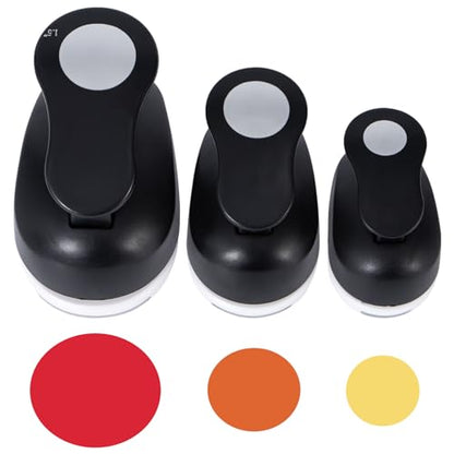 Circle Punch for Paper Crafts 3 Pack, Paper Punches for Crafting 1.5inch 1inch 0.6inch, Round Shapes Circle Hole Puncher for Crafts Scrapbooking,Black