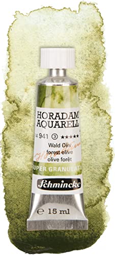 Schmincke - HORADAM® AQUARELL, Super Granulation, 14 941 006 Forest Olive, 15 ml tube, very strong granulating colors, finest, super granulating watercolors | 15 ml - color: 941 forest olive, size: 0.51 Fl Oz (Pack of 1)