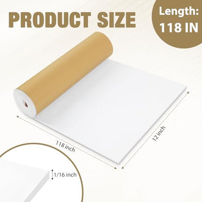 LSGCQ Sponge Neoprene Foam Padding Self Adhesive Foam Sheets, White | Closed Cell Foam Sheet Neoprene Rubber Pad for DIY Gaskets Shock Pads Liner Crafts, 12" Wide x 1/16" Thick x 118" Long - color: White, size: 12" Wide x 1/16" Thick x 118" Long