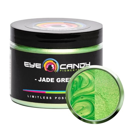 Eye Candy Pigments Premium Green Mica Powder - Jade Green (50gr) - for Epoxy, Resin, Soap, Paint, Woodworking, Acrylic Pouring, Bath Bombs, Fishing Lures - DIY Arts and Crafts Additive - color: Jade Green