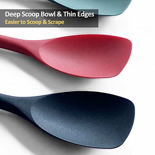 Upgrade Silicone Spatula Spoon Set,VOVOLY Heat Resistant Rubber Spoonula, Seamless Non-Stick Flexible Scrapers for Baking Mixing Tool,3 Pack, Black - color: Black Spoonula set