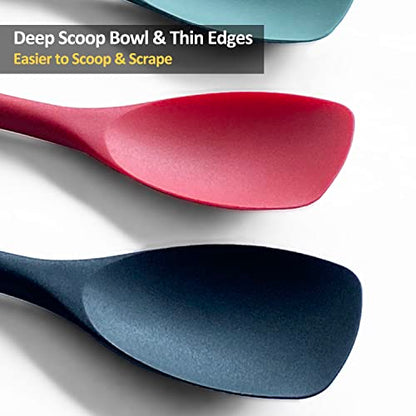 Upgrade Silicone Spatula Spoon Set,VOVOLY Heat Resistant Rubber Spoonula, Seamless Non-Stick Flexible Scrapers for Baking Mixing Tool,3 Pack, Black - color: Black Spoonula set