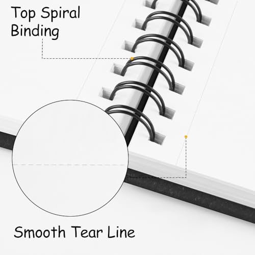 8.3x5.8 Sketch Book,Art Sketchbook for Drawing Pad,Mixed Media Sketchbook - color: TopSpiral-BrightWhite-Black