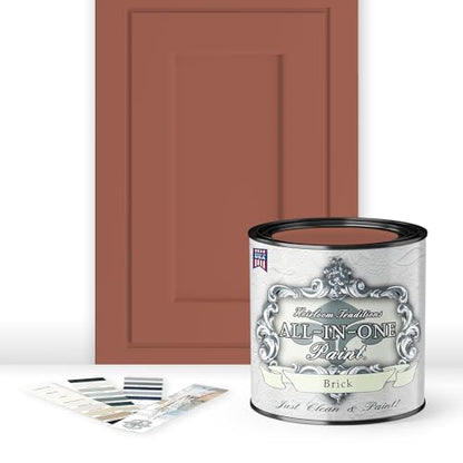 ALL-IN-ONE Paint by Heirloom Traditions, Brick, Quart - color: Brick, size: 32 Fl Oz (Pack of 1)
