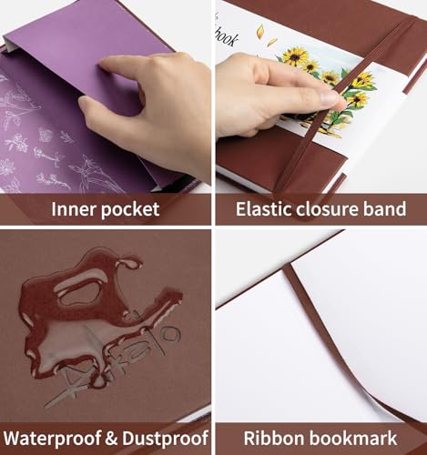 Sketchbook for Drawing, 120 Pages Sketch Book, 122LB/180GSM Thick Paper - color: Brown, size: Large (10×10INCH)