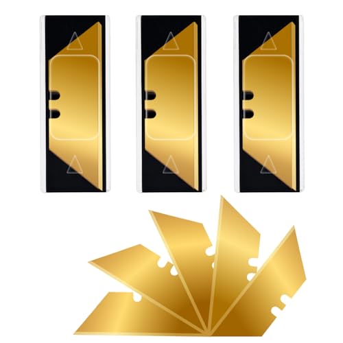 Vickay 30 Pack Box Cutter Blades, SK2 Utility Knife Blades, Razor Blades | Gold Standard Replacement Blades Titanium Coated for Box Cutter Refills, for Cardboard, Leather, Drywall, Carpet, Rope, etc - color: Gold, size: 30 Pack
