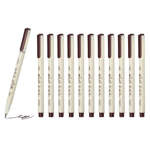 PATIKIL Fineliner Colored Pens, 12 Pcs Brown Felt Brush Tip Fineliner Marker Waterproof Ink Watercolor Coloring Book Art Supplies Set for Artist Journaling Scrapbooking - color: Brown
