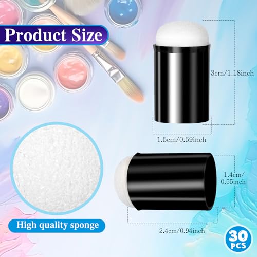 30 Pcs Finger Sponges Daubers, Finger Painting Sponge Daubers with Soft Sponge Head, Finger Face Paint Sponges for Painting Art Ink Crafts Card Making and Face Painting