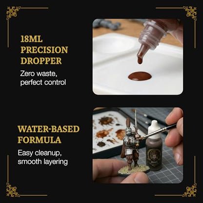 Ludus Bellum Miniature Paint Brown Color 18ml Precision Dropper Bottle | Professional Acrylic Paint for Miniatures & Models, Provides Quality Acrylic Tones and Shades for Warhammer 40K D&D Figures - color: Brown