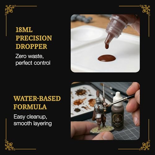 Ludus Bellum Miniature Paint Brown Color 18ml Precision Dropper Bottle | Professional Acrylic Paint for Miniatures & Models, Provides Quality Acrylic Tones and Shades for Warhammer 40K D&D Figures - color: Brown