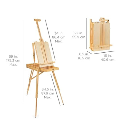 Best Choice Products Art Easel for Painting, Portable Wooden Adjustable Artist Tripod with Sketch Box, 32-Piece Art Set with Acrylic Paints, Brushes, Canvases & Palette - Natural - style: Natural