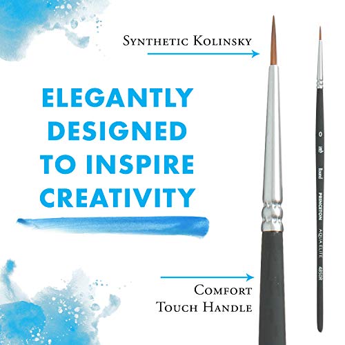 Princeton Aqua Elite, Series 4850, Synthetic Kolinsky Watercolor Paint Brush,Round, 0 - size: Size 0