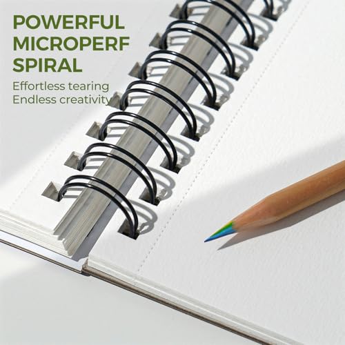 Funto Watercolor Pad 10x7, 3-Pack, 90 Sheets, 140 lb/300 GSM, Double-Sided, Cold Press, Spiral Bound, Heavyweight Paper for Watercolor Painting - color: 10x7-Green-3 Pack