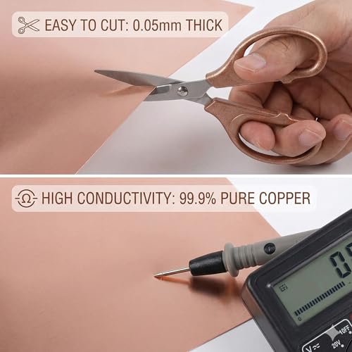 Versatile Copper Sheet for Crafting and Electrical Projects - 44 Gauge(0.05mm), 8in x 10ft, Waterproof & Heat-Resistant Copper Mesh Roll - color: 44 Gauge(0.05mm) x 8in x 10ft - Bronze