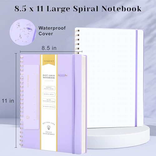 Yoment Bullet Dotted Journal Spiral Notebook 8.5 x 11 A4 Dot Grid Notebooks | 100 GSM Thick Dot Paper, Large Journaling Notebooks for Work School Sketching, A4 Purple - color: Purple, style: F - Dotted - A4
