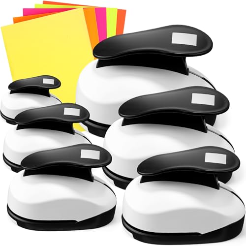 CHENGU 6 Pcs Square Punch Set 3in/2in/1.5in/1in/0.6in/0.3in Scrapbook Hole Punchers Crafting with 10 Sticker Paper Square Cutter Scrapbook for Office Supplies DIY Albums Photos(Black) - color: Black, style: Square