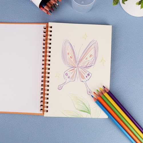 DSTELIN 2 Pack Spiral Bound Sketchbooks (100 GSM Sketch Paper), 50 Sheets per Pack, 7.5" x 5.1" Sketchbook with Yellow Hard Cover for Painting, Drawing and Sketching