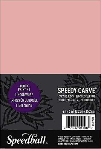Speedball Speedy-Carve Premium Printmaking Blocks - 4" x 6" Pink Carving Material, Soft & Precise (6-Pack) - Perfect for Custom Stamps, Block Printing & Art Projects - size: 4" x 6"