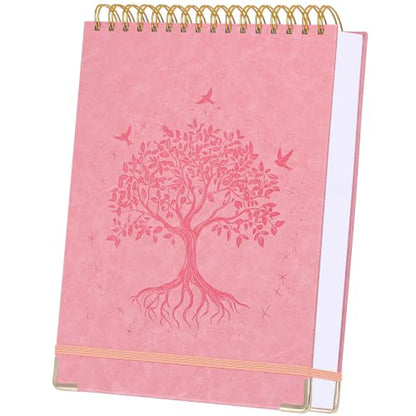 Blank Notebook Journal, Hardcover Sketchbook, 300 Page No Bleed Thick Paper | Spiral Notebook Large B5, Embossed Leather Unlined Sketch Pad for Women Men Kids Smooth Journaling Sketching Gifts, Lay Flat - color: Pink, size: B5 (7" x 10")