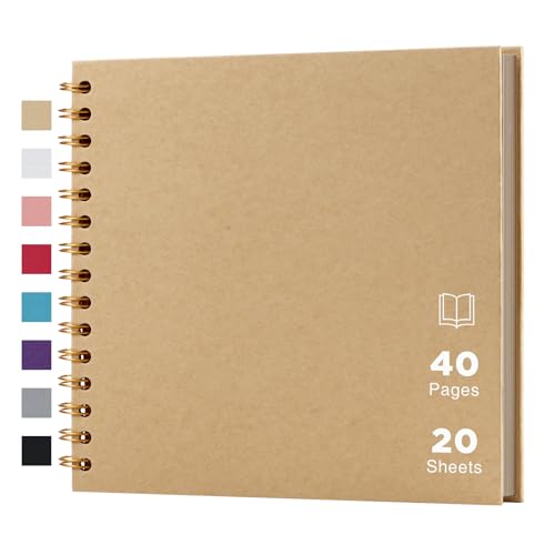 8 x 8 Inch DIY Scrapbook Album 40 Pages with Kraft Paper, Yellow | Thick Kraft Paper Scrap Book Photo Albums, Memory Book for Wedding, Anniversary, Baby, Family, Travel, DIY Projects - color: Yellow, size: 8 Inch 40 Pages