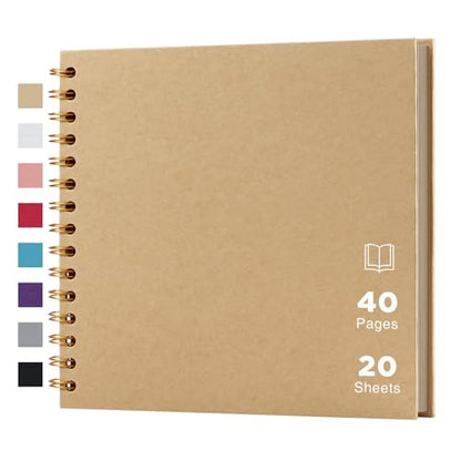 potricher 8 x 8 Inch DIY Scrapbook Album 40 Pages with Kraft Paper, Yellow - color: Yellow, size: 8 Inch 40 Pages