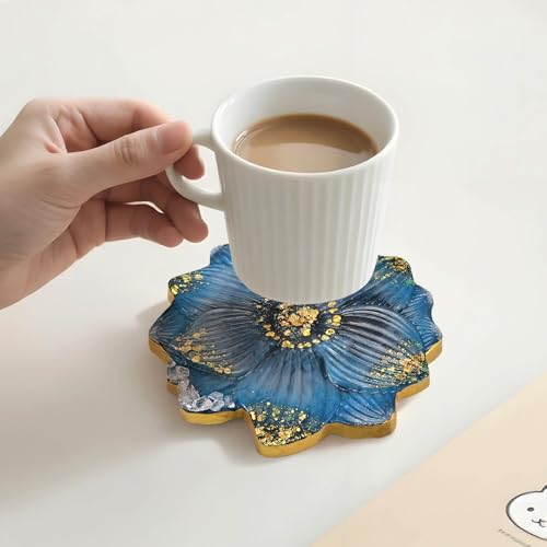 YXDGSG Large Resin Tray molds 14in Flower Resin Molds Silicone + 4pcs Coaster Silicone Mold Set DIY Art Craft Tray Cup Mats Epoxy Resin Casting