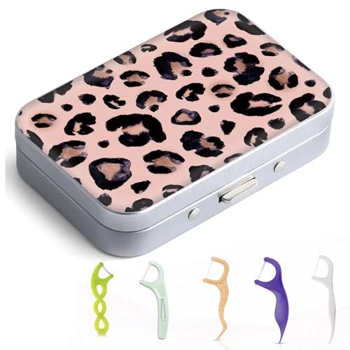 Dental Floss Portable Case, Easy to Store Floss Picks of Various Sizes, Portable Dental Floss Dispenser is Perfect for Travelling, Hotels, Dinners, Appointments.Leopard Print - color: Leopard Print