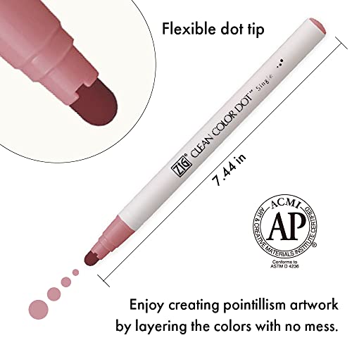 Kuretake CLEAN COLOR DOT Single Mild Smoky 6 colors set, Flexible dot tip marker, for Journals, Crafts, Illustration, Lettering, Planners, for Adult, Kids, Made in Japan - style: Mild Smoky 6 colors set(single tip)