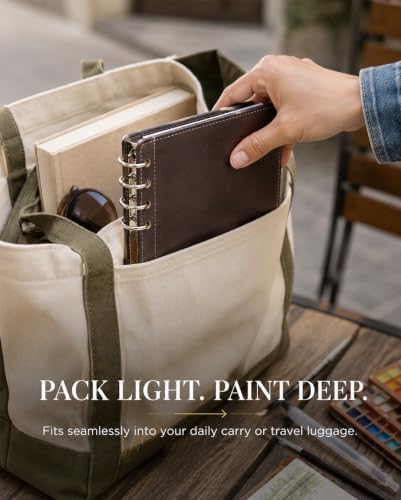 Mini Watercolor Travel Set 24 Colors, Sketchbook Kit with 11 Brushes