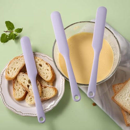7 Pcs Silicone Jar Spatula Set, Sourdough Spatula, Long Handle Thin Spatulas for Baking, Cake Icing, Butter Cream Spreading, Jam Scraping (Purple, Pink, Green, Yellow, Orange, Cyan, Black) - color: Purple, Pink, Green, Yellow, Orange, Cyan, Black