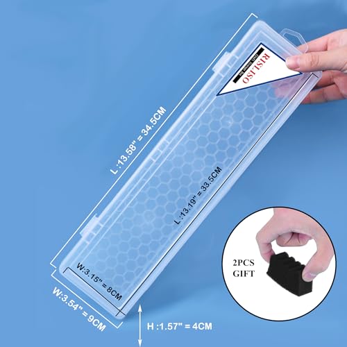 Rectangular Paint Brush Storage Box for Artist Bainting Brushs,13in Portable Miniature Plastic Travel Stackable Flat Long PaintBrush Case Without Brushes,Set of 2 Pack - color: paint brush case 2 Pack, size: 13.58"L*3.54"W*1.57"H