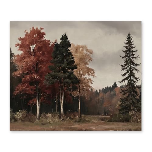 RLTXBUK Vintage Fall Forest Landscape Diamond Art Kits 11.8x9.8 Inch | Moody Fall Home Decor and Gifts, Cottagecore Nature Autumn Gem Diamond Painting Art Kits for Adults Kids Beginners - color: Fall Forest