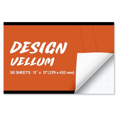 ForraFun 50 Sheets Vellum Paper Pad, 11 x 17 Inches, Grid, Orange - color: Orange, size: 11 x 17 Inches