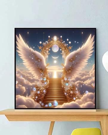 WCHUIMM Diamond Art Kits for Adults - Angel Wing Diamond Painting Kits for Adults, 5D Round Full Drill DIY Gem Art Paint by Diamonds for Home Wall Decor 12x12 inch - color: Angel Wing