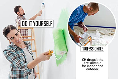 Canvas Painters Drop Cloth (Size 9 x 12 Feet - Pack of 2) - Pure Cotton Paint Drop Cloth for Painting, Curtains, Furniture & Floor Protection - All Purpose Thick Canvas tarp with Double Stitched Edges - size: 9' x 12' - Pack of 2