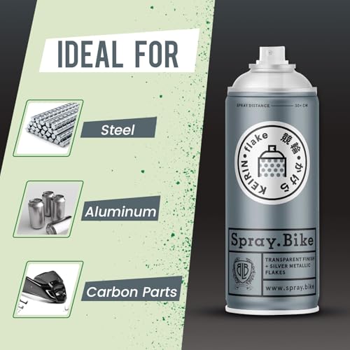 Spray.Bike Keirin Flake Finishing Coat - Pikapika Silver, 400ml | Metal Flake Spray Paint Coating | Glitter Spray Paint Topcoat for Steel, Aluminum - color: Flake Silver