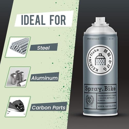 Spray.Bike Keirin Flake Finishing Coat - Pikapika Silver, 400ml | Metal Flake Spray Paint Coating | Glitter Spray Paint Topcoat for Steel, Aluminum - color: Flake Silver