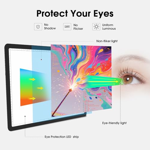 Rechargeable A3 Light Pad with Carry Bag, High-Brightness Tracing Light Box with 6 Levels of Brightness, Side Physical Buttons & 3 Colors, Wireless Light Board for Diamond Painting, Drawing, Sketching - style: Rechargeable A3 with Bag (Black)