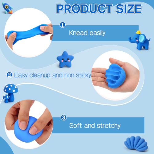 VioraWhite 48 Pcs Air Dry Clay Bulk 1.6lb Modeling Clay Kit,Deep Blue | Soft & Stretchable, Magic Foam for Kids, DIY Molding, Arts & Crafts, Boys Girls Party Favors, Cosplay Sculpting Supplies - color: Deep Blue