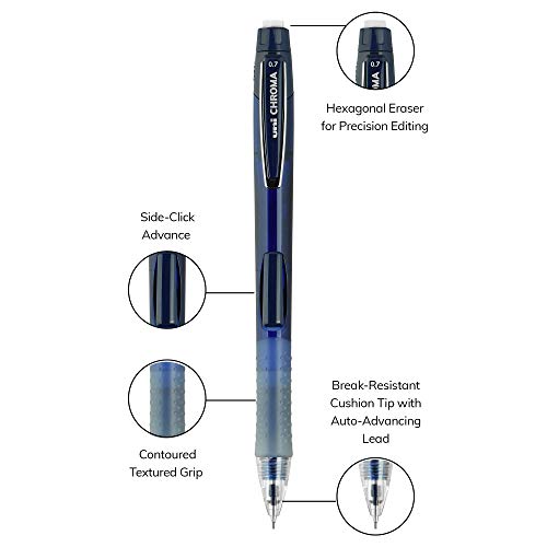 uniball Chroma Mechanical Pencil Starter Kit, 0.7mm, HB #2, Assorted Barrels, 4 Pack