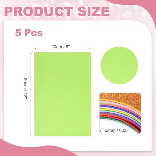 MECCANIXITY 5 Sheets Light Green Shiny Foam Sheets, 8 Inch x 12 Inch Sparkle EVA Foam Handicraft Sheets EVA Paper for Art Crafts Projects, Scrapbook Gift DIY Card Party Decoration - color: Light Green