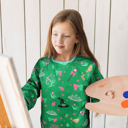 Kids Art Smocks Wicked Themed Painting Aprons for Children Waterproof Artist Smock with Long Sleeve and 3 Pockets for Age 3-8 Years (Green) - color: Witch (Green)