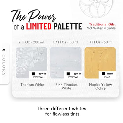 ZenART Professional Oil Paint Set - Artist Grade Box of Whites - 3 Tubes | Multi White Palette - Non-Toxic Large Tubes, Buttery Consistency, Rich Pigment, Lightfast Oil Paints for Artists & Beginners - color: Box of Whites