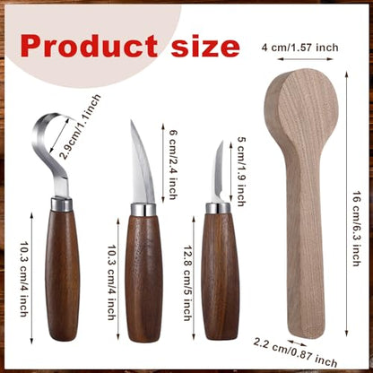 Gisafai 15 Pcs Spoon Carving Kit Wood Whittling Kit Includes 3 Wood Carving Knife 8 Spoon Blank and Gloves for Adults and Kids Beginners Gifts