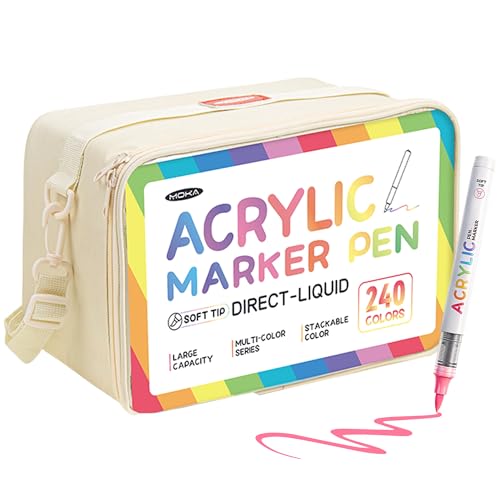 240 Colors Acrylic Paint Markers, Brush Tip Multi Surface Acrylic Paint Pens Set Perfect for Canvas, Wood, Stone, Fabric & DIY Crafts - color: 240 Colors