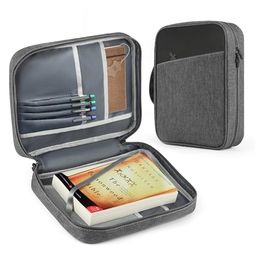 Bible Cover Bag With For Women Men Scripture Study Carrying Book Cover - color: Black&Grey