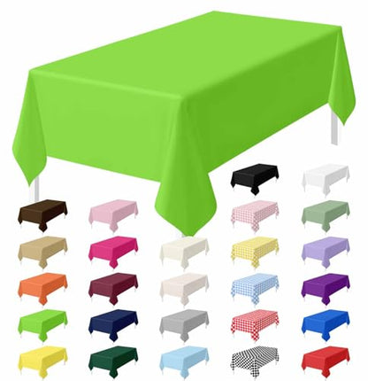 HEIPINIUYE 2 Pack Lime Green Tablecloth Disposable 54 x 108 Inch Green Plastic Table Cloth Disposable Waterproof Rectangle Table Cover for Party Birthday Camping Picnic Tablecloths - color: Lime Green Rectangle Tablecloth, size: 2 Pack