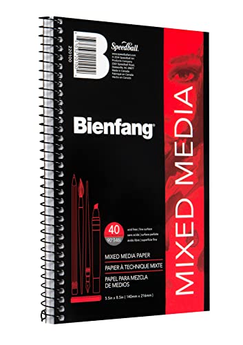 Bienfang Mixed Media Pad, 5.5x8.5 Inches, 40-Sheets Artist Paper, Spiral-Bound Sketchbook, 90lb,146gsm - size: 5.5" x 8.5"